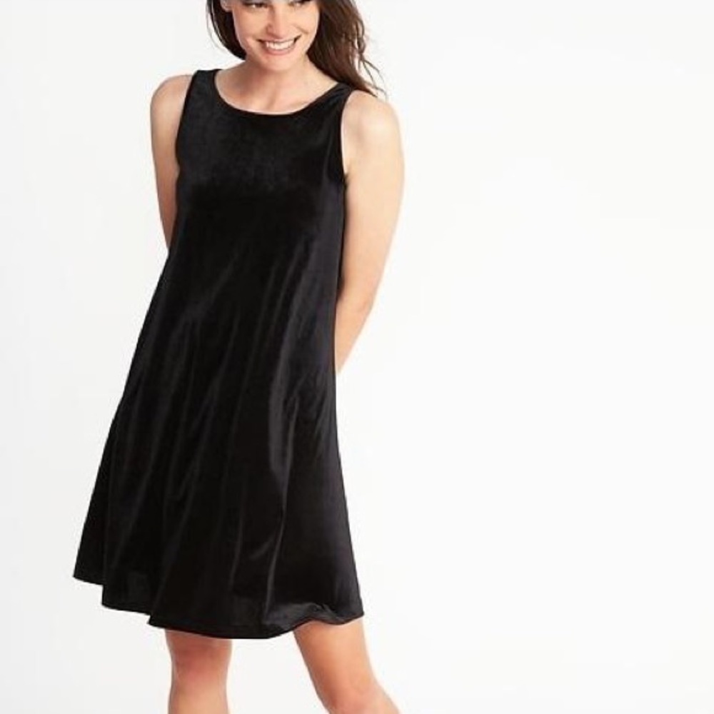 Old navy black velvet swing dress